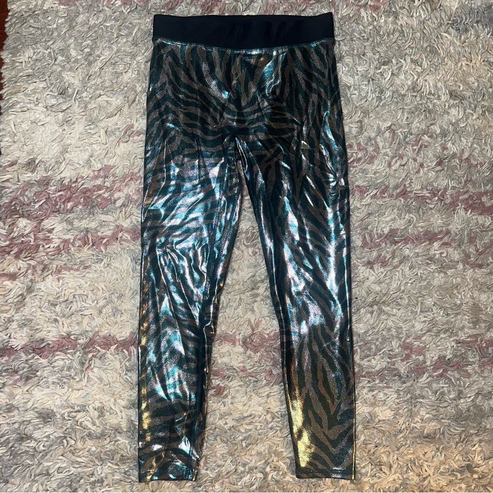 Heroine Sport green silver zebra metallic leggings M - Picture 2 of 4